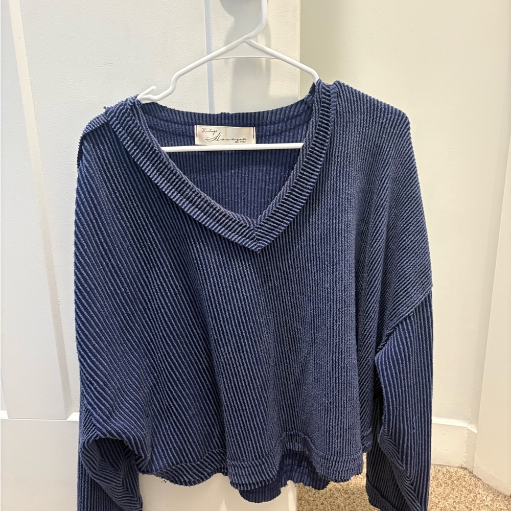 Navy Blue Sweater Top (Vintage Havana)